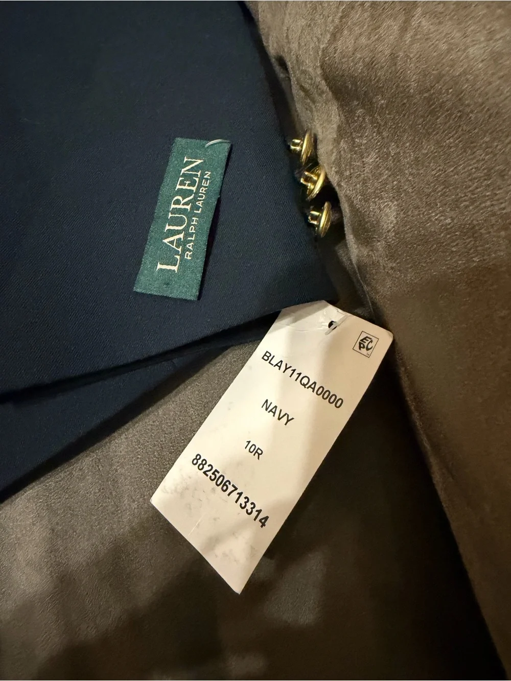 Ralph Lauren Boys 10 Reg Navy Blazer with Gold-Tone Buttons